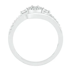 Diamond Halo Promise Ring In Sterling Silver
