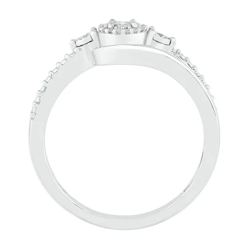 Diamond Halo Promise Ring In Sterling Silver