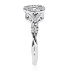 Diamond Halo Promise Ring In Sterling Silver (1/4 Ct. Tw.)