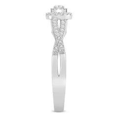 Diamond Halo Promise Ring In Sterling Silver (1/3 Ct. Tw.)