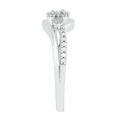 Diamond Halo Promise Ring In Sterling Silver