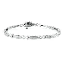 Diamond Heart Bracelet In Sterling Silver