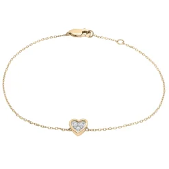 Diamond Heart Bracelet In 14K Yellow Gold (1/10 Ct. Tw.)