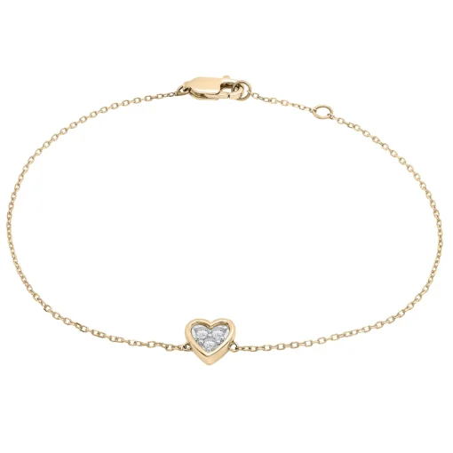 Diamond Heart Bracelet In 14K Yellow Gold (1/10 Ct. Tw.)