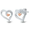 Diamond Heart Earrings In Sterling Silver