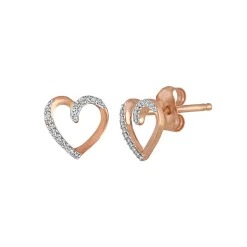 Diamond Heart Earrings In 10K Rose Gold