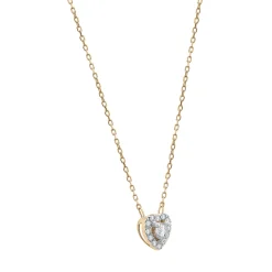 Diamond Heart Halo Necklace In 14K Yellow Gold (1/4 Ct. Tw.)