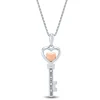 Diamond Heart Key Pendant In Sterling Silver