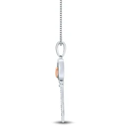 Diamond Heart Key Pendant In Sterling Silver