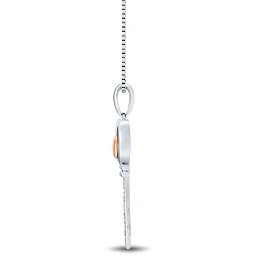 Diamond Heart Key Pendant In Sterling Silver