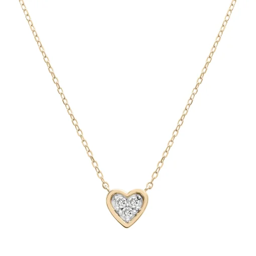 Diamond Heart Necklace In 14K Yellow Gold (1/10 Ct. Tw.)