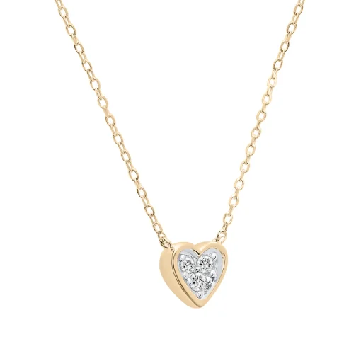 Diamond Heart Necklace In 14K Yellow Gold (1/10 Ct. Tw.)