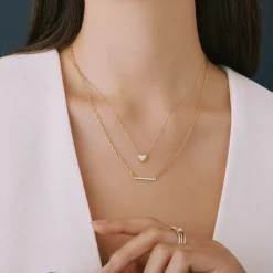 Diamond Heart Necklace In 14K Yellow Gold (1/10 Ct. Tw.)