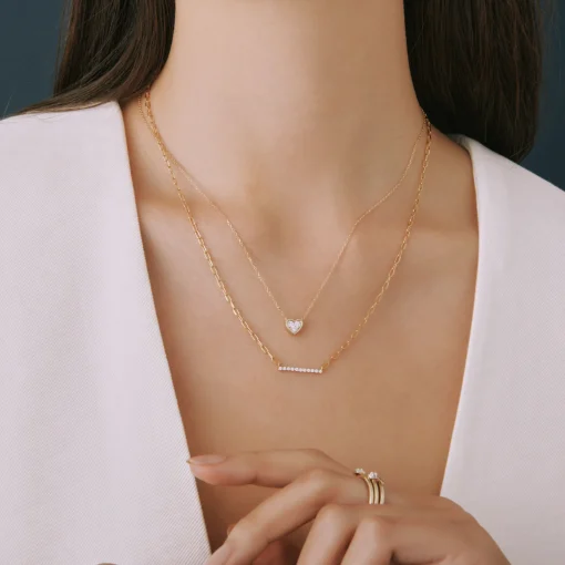 Diamond Heart Necklace In 14K Yellow Gold (1/10 Ct. Tw.)