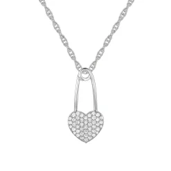 Diamond Heart Pin Pendant In Sterling Silver (1/4 Ct. Tw.)