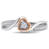 Diamond Heart Promise Ring In Sterling Silver & 10K Rose Gold