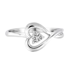 Diamond Heart Ring In 10K White Gold