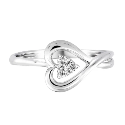 Diamond Heart Ring In 10K White Gold