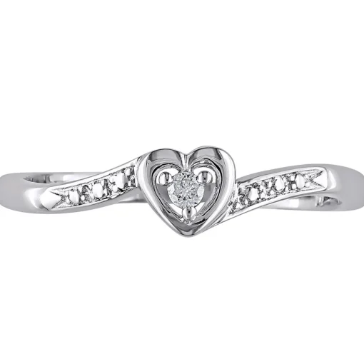 Diamond Heart Ring In Sterling Silver