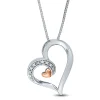 Diamond Heart Shaped Pendant In Sterling Silver