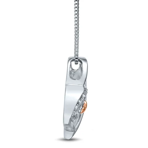Diamond Heart Shaped Pendant In Sterling Silver