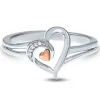 Diamond Heart Shaped Ring In Sterling Silver