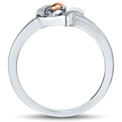 Diamond Heart Shaped Ring In Sterling Silver