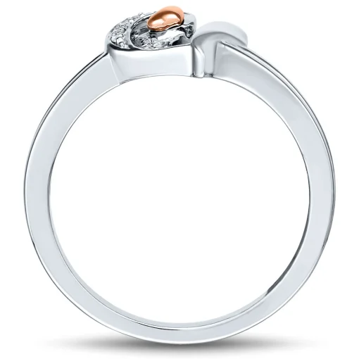 Diamond Heart Shaped Ring In Sterling Silver