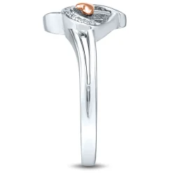 Diamond Heart Shaped Ring In Sterling Silver