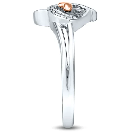 Diamond Heart Shaped Ring In Sterling Silver