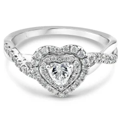 Diamond Heart-Shaped Halo Ring In 14K White Gold (5/8 Ct. Tw.)