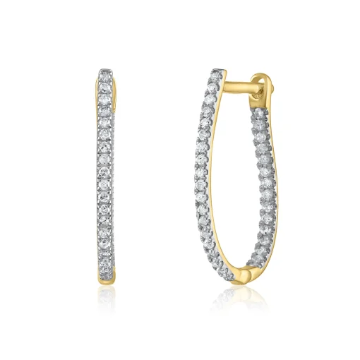 Diamond Hoop Earrings In 14K Yellow Gold (1/5 Ct. Tw.)