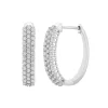 Diamond Hoop Earrings With Three-Row Setting In 10K White Gold (1 Ct. Tw.)