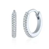 Diamond Huggie Hoop Earrings In 10K White Gold, 9Mm