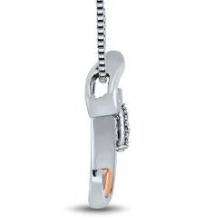 Diamond I Am Loved "F" Pendant In Sterling Silver & 14K Rose Gold