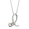 Diamond I Initial Pendant In Sterling Silver & 14K Rose Gold