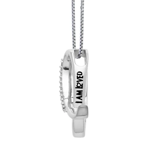 Diamond I Initial Pendant In Sterling Silver & 14K Rose Gold