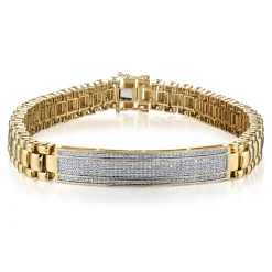 Diamond Id Style Bracelet In 10K Yellow Gold (1 Ct. Tw.)
