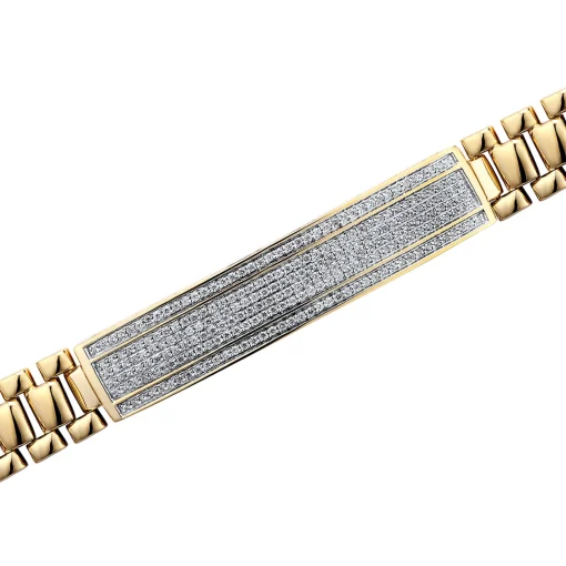 Diamond Id Style Bracelet In 10K Yellow Gold (1 Ct. Tw.)