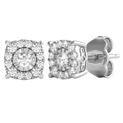 Diamond Illusion Halo Stud Earrings