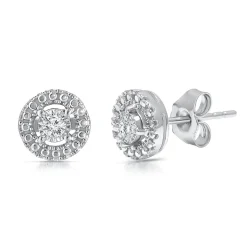 Diamond Illusion Halo Stud Earring In Sterling Silver (1/10 Ct. Tw.)