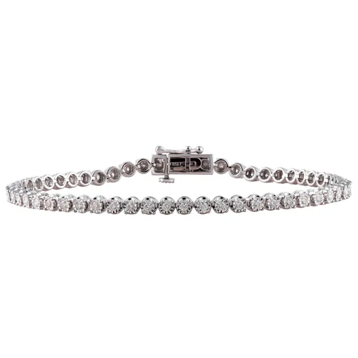 Diamond Illusion Tennis Bracelet In 10K White Gold (1 Ct. Tw.)