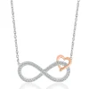 Diamond Infinity & Heart Pendant In Sterling Silver & 10K Rose Gold (1/7 Ct. Tw.)