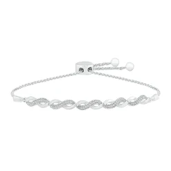 Diamond Infinity Bolo Bracelet In Sterling Silver (1/10 Ct. Tw.)