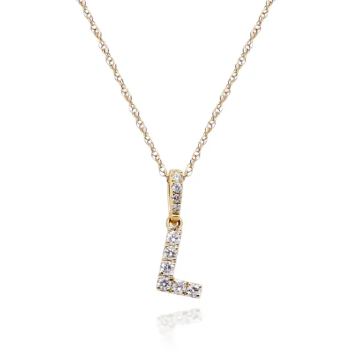 Diamond Initial Pendant In (1/10 Ct. Tw.)