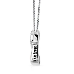 Diamond "J" Initial Pendant In Sterling Silver & 14K Rose Gold