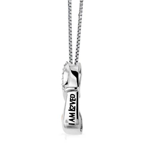 Diamond "J" Initial Pendant In Sterling Silver & 14K Rose Gold