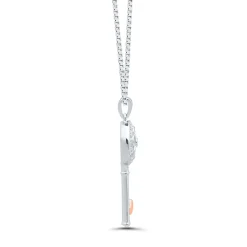 Diamond Key Pendant In Sterling Silver