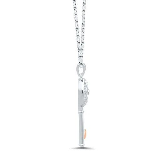 Diamond Key Pendant In Sterling Silver