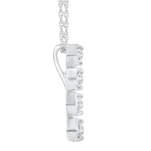 Diamond Kite-Set Cross Pendant In 10K White Gold (1/4 Ct. Tw.)